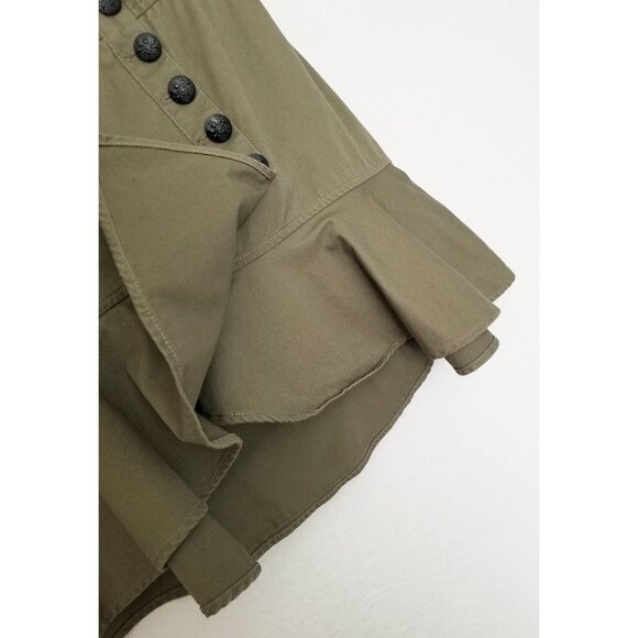 VERONICA BEARD Claremont Canvas Ruffled Mini Skirt Size 4 Army Olive Green $297 - Picture 14 of 16